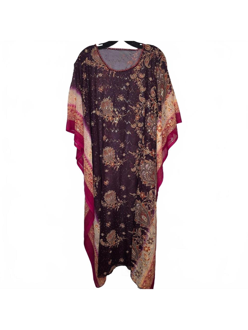 Multicolored Purple Cover-Up Midi Length